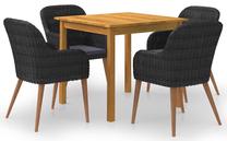 Āra mēbeļu komplekts VLX Dining 5 PIece Set, melns krās./brūns krās./tumši pelēka krās., 4 sēdvietas