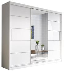 Spinta Idzczak Meble Alba, balta sp., 250 cm x 61 cm x 218 cm, su veidrodžiu