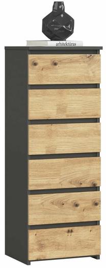 Komoda Akord Furniture Factory CL6, grafito sp./artisan oak sp., 109 cm x 35 cm x 40 cm