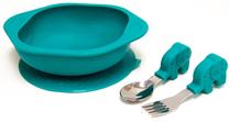 Indų komplektas Marcus & Marcus Toddler Mealtime Set Ollie, 350 ml, 18 mėn., nerūdijantysis plienas/silikonas, žalia sp.