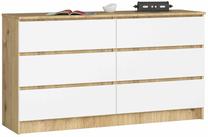 Komoda Akord Furniture Factory K140, balta sp./artisan oak sp., 77 cm x 138 cm x 40 cm
