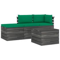 Āra mēbeļu komplekts VLX Garden Pallet Lounge Set, pelēks krās./zaļa krās., 1-3 sēdvietas