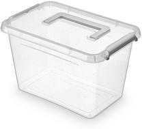 Daiktadėžė su dangčiu, maistui/žaislams, su rankenomis Orplast Antibacterial, 6.5 l, skaidri sp./pilka sp., 29 x 20 x 18 cm