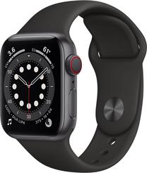 Viedais pulkstenis Apple Watch 6 GPS + Cellular 44mm, melns krās.