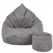 Sėdmaišis su pufu Sako Mega Premium Terra Velour XXL, pilka sp.