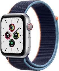 Viedais pulkstenis Apple Watch SE GPS LTE + Cellular, 44mm Aluminum Deep Navy Sport Loop, sudraba krās.
