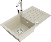 Кухонная мойка Mexen Pablo 6510751010-69+670300-00, гранит, 75 см x 43 см x 16.1 см, хромовый цв./бежевый цв.