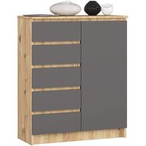 Komoda Akord Furniture Factory K80, ruda sp./grafito sp., 97 cm x 80.5 cm x 35 cm