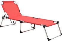 Lauko gultas VLX Extra High Folding Senior Sunbed 47914, raudona sp.