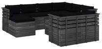 Āra mēbeļu komplekts VLX Garden Pallet Lounge Set, melns krās., 8 sēdvietas