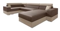 Kampinė sofa Idzczak Meble Infinity Super M05730, ruda sp./smėlio sp., kairinė, 332 x 185 cm x 93 cm