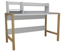 Rašomasis stalas Kalune Design Maynes, 60 cm x 128 cm, 102.4 cm, ruda sp./balta sp.