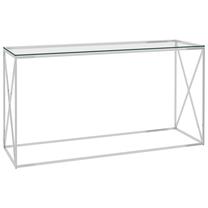 Žurnalinis staliukas VLX, skaidri sp./sidabro sp., 140 cm x 40 cm x 78 cm