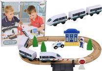 Игрушечный поезд с рельсами Lean Toys Wooden, многоцветный