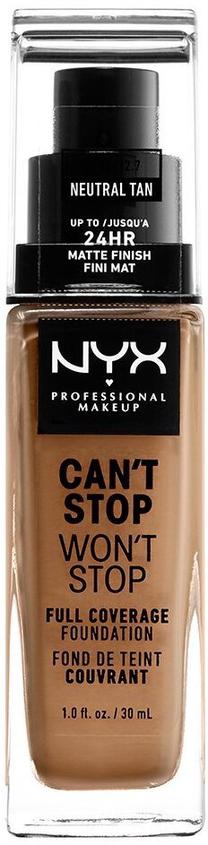 Skystas makiažo pagrindas NYX Professional Makeup Can't Stop Won't Stop, 12.7 neutral tan, 30 ml