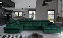Kampinė sofa Eduardo Monolith 37, žalia sp., kairinė, 202 x 345 cm x 90 cm