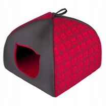Kaķu māja Hobbydog Igloo IGLCWK1, sarkana krās./pelēka krās., 38 cm x 38 cm