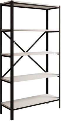 Knygų lentyna ADRK Rene, juoda sp./balta matinė sp., 146.8 cm x 30 cm x 80 cm
