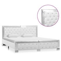 Lova dvigulė VLX Artificial Leather 286791, 160 x 200 cm, balta sp./sidabro sp., be čiužinio, su grotelėmis