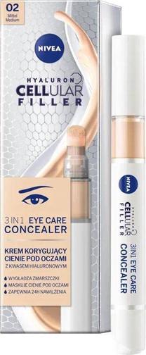 Korektors Nivea Hyaluron Cellular Filler Eye Care Concealer, vidutinis, 2.0, 4 ml