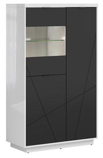Vitrina Forn S471-REG2D1W-BIP/CAM, balta sp./juoda sp., 42.5 cm x 94 cm x 157 cm