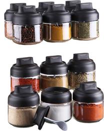 Garšvielu trauku komplekts Hermia Spice Jar Set 430KSV1484, caurspīdīga krās./melna krās., 300 ml, 1 cmx1 cm