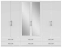 Spinta Herford, balta sp., 54 cm x 270 cm x 210 cm, su veidrodžiu