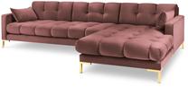 Kampinė sofa Micadoni Home Mamaia Velvet, rožinė sp., dešininė, 293 x 185 cm x 75 cm