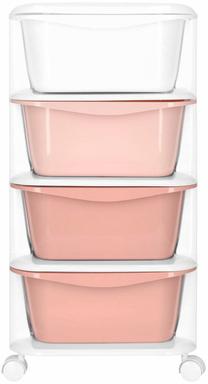 Spintelė, su ratukais Springos HA0212, balta/rožinė, 36 cm x 35 cm x 76 cm