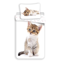 Детский комплект постельного белья Photoprints Sweet home Kitten, белый цв./многоцветный, 140 x 200 cm