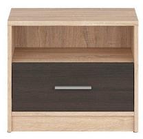Naktinis staliukas Nepo Plus S435-KOM1S-DSO/WE, ąžuolo sp./ruda sp., 42.5 cm x 34 cm x 49.5 cm