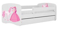 Vaikiška lova Kocot Kids Babydreams Princess&Horse, balta sp., 80 x 180 cm, su patalynės dėže, su čiužiniu