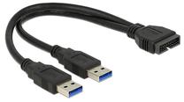 Провод Delock USB 3.0 19 pin male, USB 3.0 male, 0.25 м, черный цв.