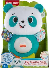Развивающая игрушка для младенца, панда Mattel Fisher Price Linkimals GJW85, 28.5 см, синий цв./белый цв./черный цв.