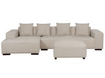 Kampinė sofa, su pufu Beliani Lungo, smėlio sp., kairinė, 285 x 160 cm x 62 cm