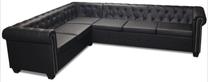 Kampinė sofa VLX Chesterfield 243617, juoda sp., 260 x 205 cm x 37 cm