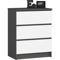Komoda Akord K60, balta sp./grafito sp., 77 cm x 40 cm x 60 cm