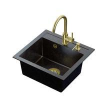 Кухонная мойка Quadron Johnny 110, гранит, 50 см x 47 см x 18.5 см, золотой цв./черный цв.