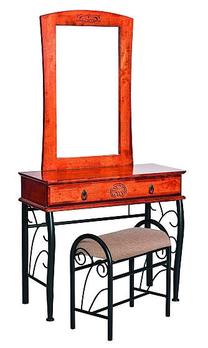 Kosmetinis staliukas 1102, vyšnios, 90 cm x 42 cm x 79 cm, su veidrodžiu