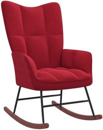 Šūpuļkrēsls VLX Rocking Velvet Chair, sarkana krās., 78 cm x 61 cm x 98 cm