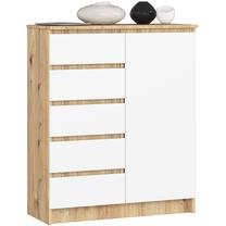 Komoda Akord Furniture Factory K80, ruda sp./balta sp., 97 cm x 80.4 cm x 35 cm