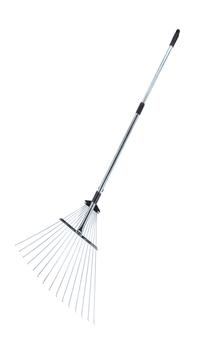 Grėblys vėduoklinis AWTools AW00093, su kotu, 760 - 1300 mm, sidabro sp.