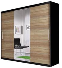 Spinta Idzczak Meble Astra, ąžuolo sp./juoda sp., 233 cm x 61 cm x 218 cm, su veidrodžiu