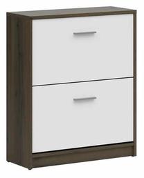 Batų dėžė Nepo Plus, ruda/balta, 70 cm x 27.5 cm x 84 cm