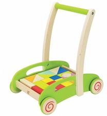 Vaikiškas stumdukas - vaikštynė Hape Block & Roll, 41 cm, įvairių spalvų