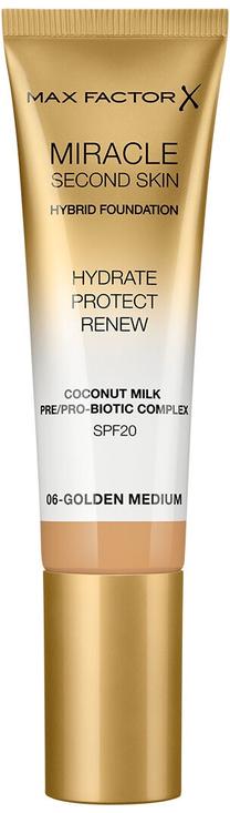 Šķidrā grima bāze Max Factor Miracle Second Skin, 06 golden medium, 30 ml