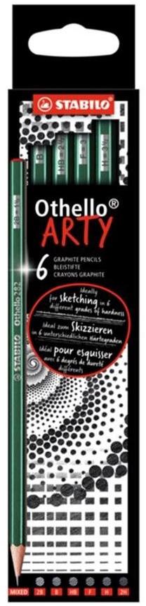 Grafīta zīmulis Stabilo Othello 282 Arty, 2H/H/F/HB/B/2B, pelēka krās., 6 gab.