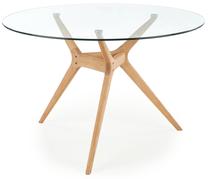 Stalas, ąžuolo sp./skaidri sp., 120 cm x 120 cm x 77 cm