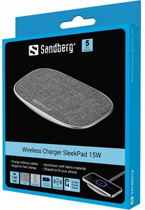Bezvadu lādētājs Sandberg SleekPad 441-60, Qi Wireless, pelēka krās., 15 W