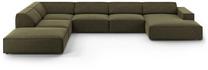 Kampinė sofa Micadoni Home Jodie Panoramic 7 Seats, žalia sp., kairinė, 364 x 262 cm x 70 cm